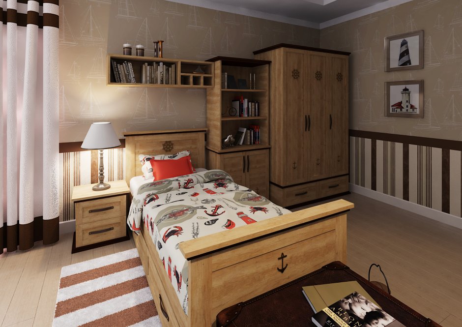 Детская комната с деревянной мебелью