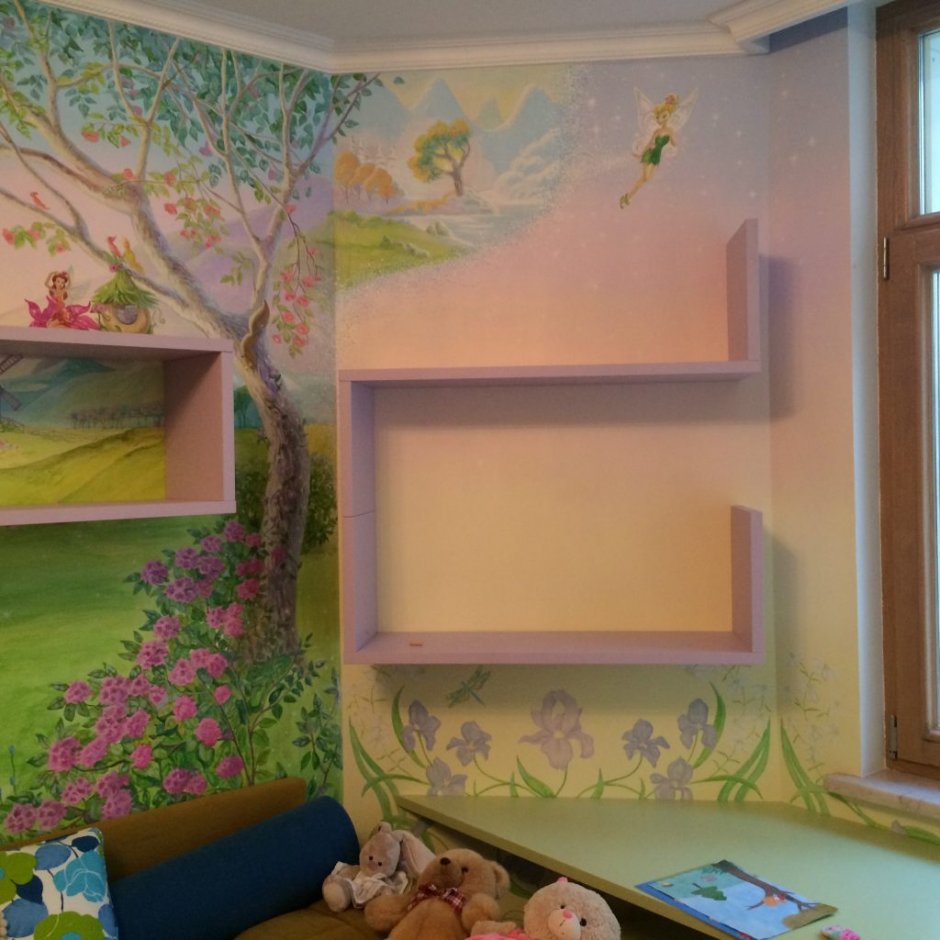 Роспись стен в детской комнате варианты