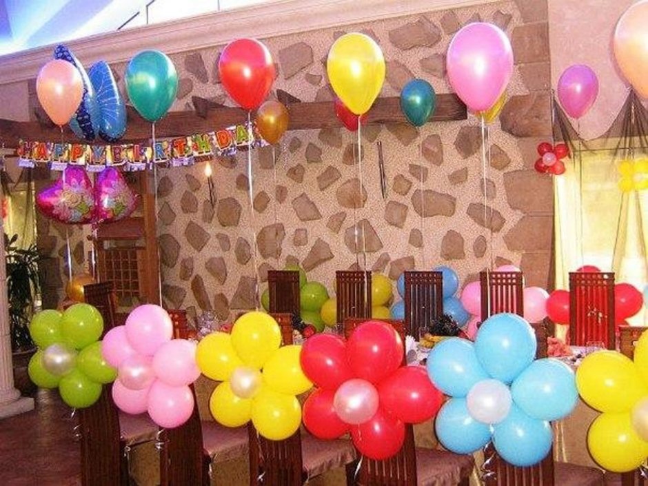 Украшение зала шарами на день рождения