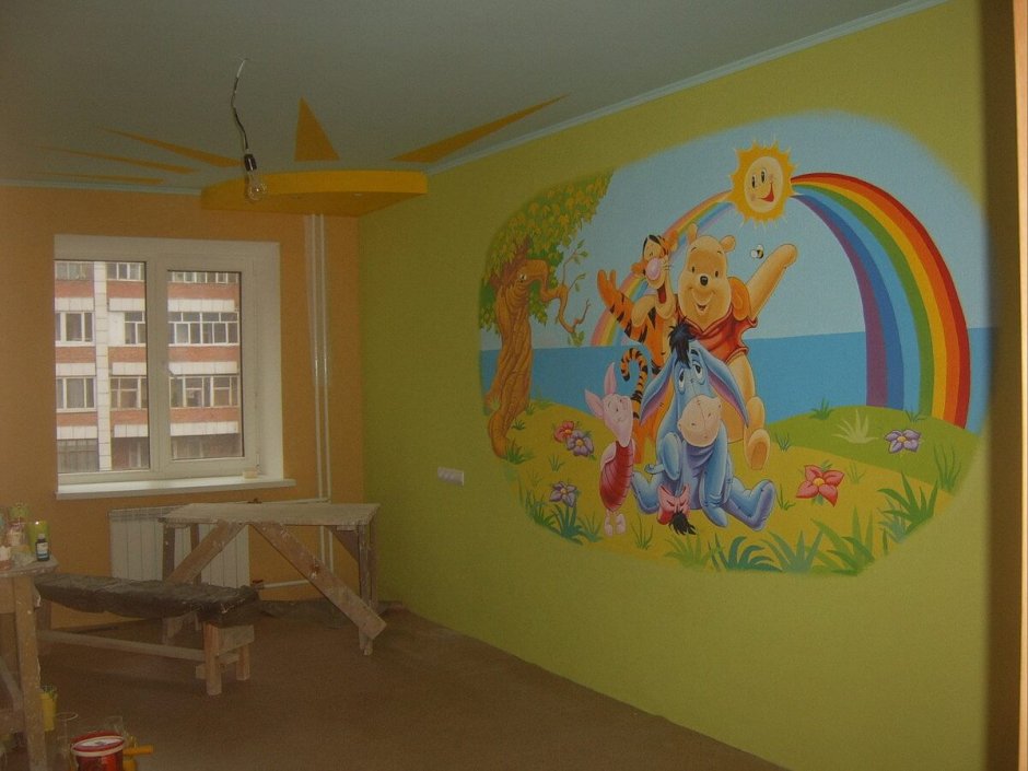 Роспись стен в детском садике