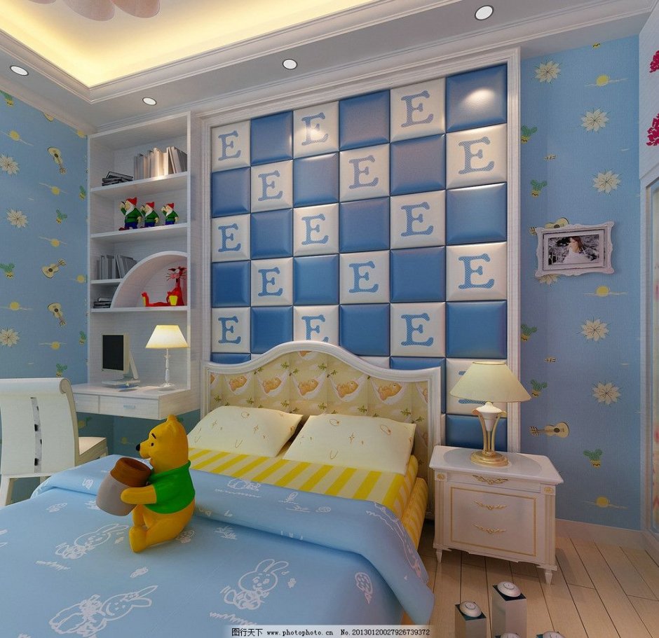 Мягкие панели на стену в интерьер детской комнаты