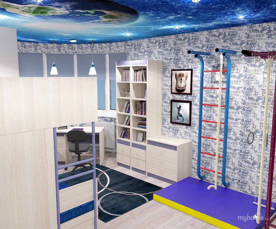 Комната для мальчика 7 лет с космическом стиле