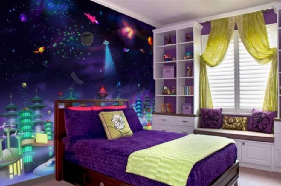 Комната в стиле космос для девочек
