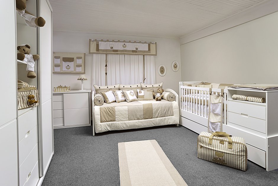 Интерьер детской для новорожденного с диваном