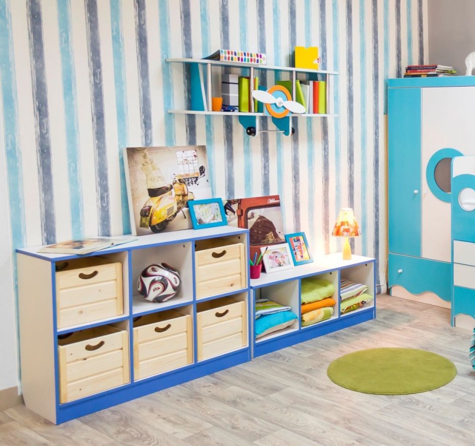 Стеллаж для детской комнаты с ящиками