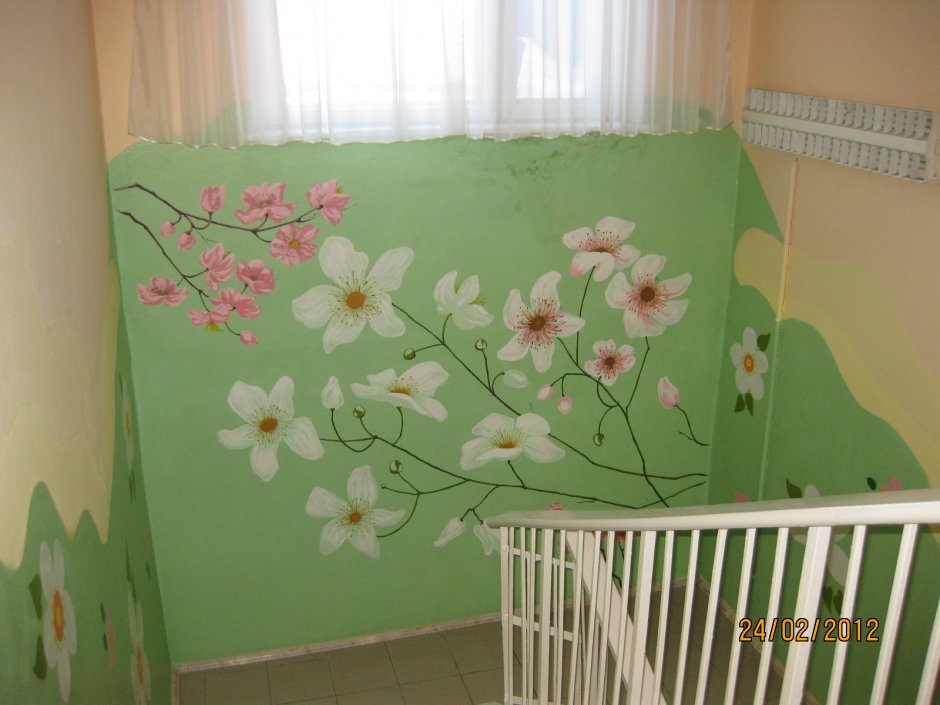 Украшение стены весной в детском саду