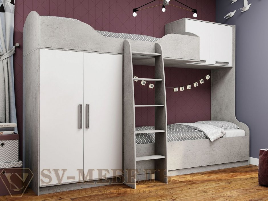 Кровать двухъярусная грей SV-мебель