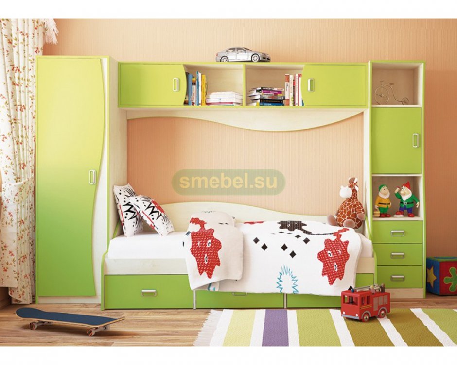Детская стенка с кроватью и шкафом (61 фото)