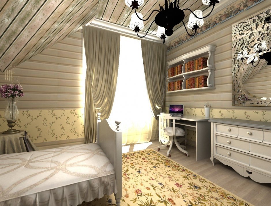 Комнаты в стиле Прованс в деревянном доме