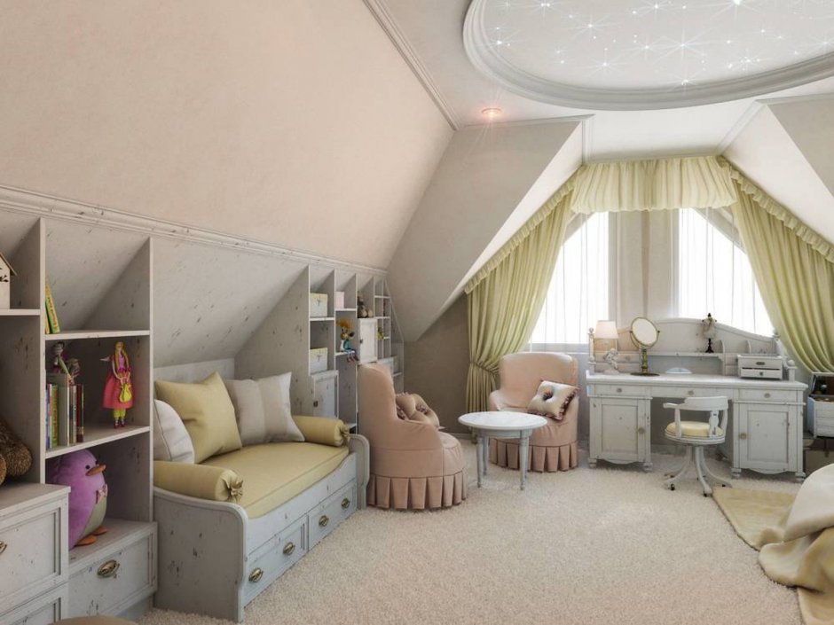 Детская кровать на мансарде