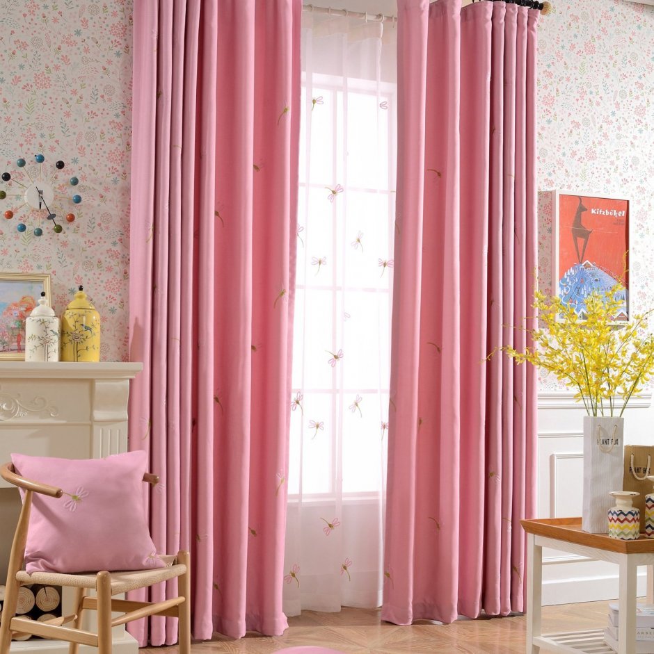 Розовые шторы в детскую (58 фото)