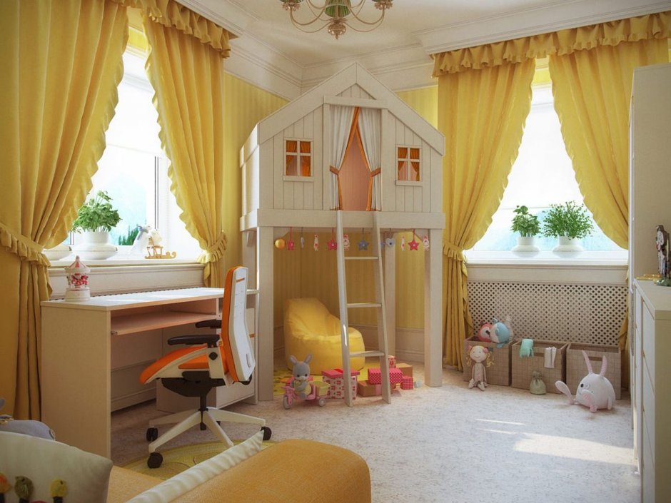 Желтые шторы в детскую комнату