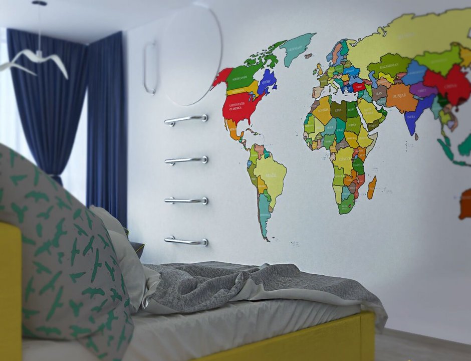 Комната для мальчика с картой мира