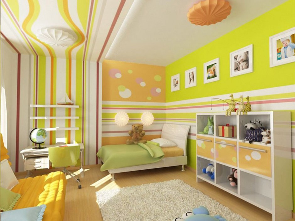 Крашеные стены в детской комнате