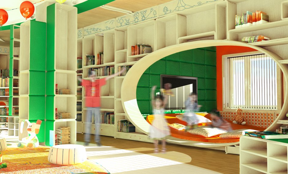 Корейские детские библиотеки интерьер