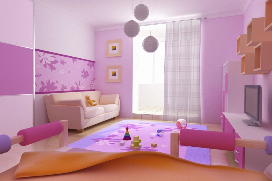 Дизайн стен для детской комнаты девочке