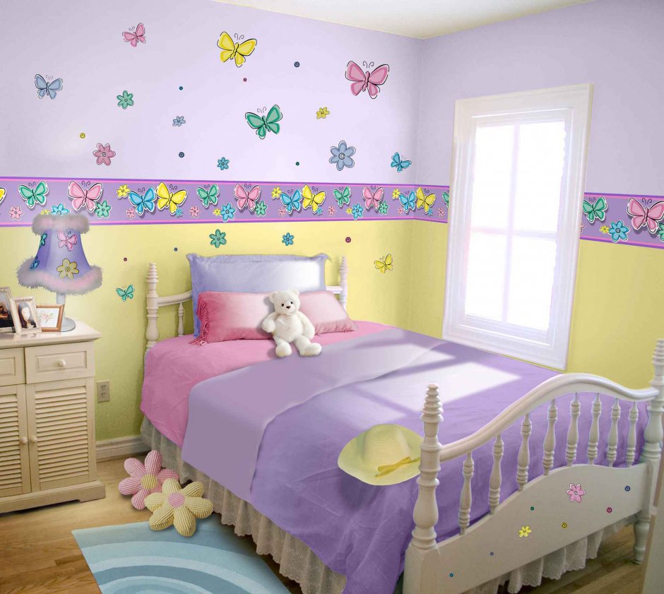 Покраска стен в комнате для девочки