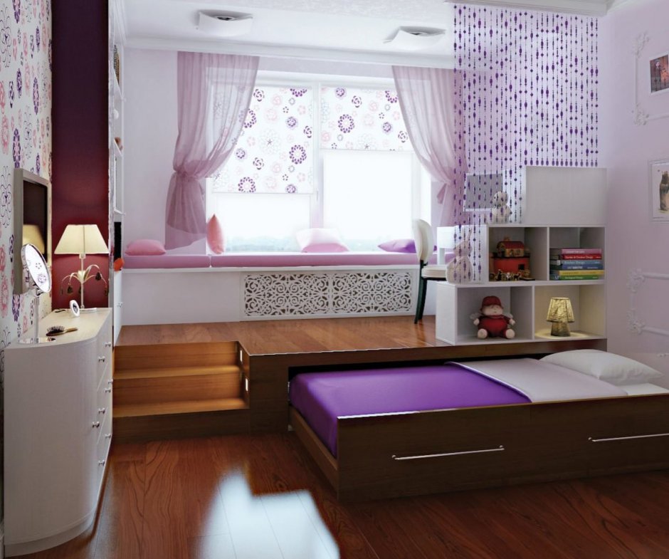 Детская комната с выдвижными кроватями