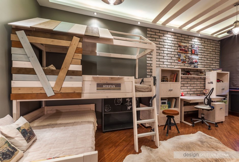 Двухэтажная детская комната в стиле лофт