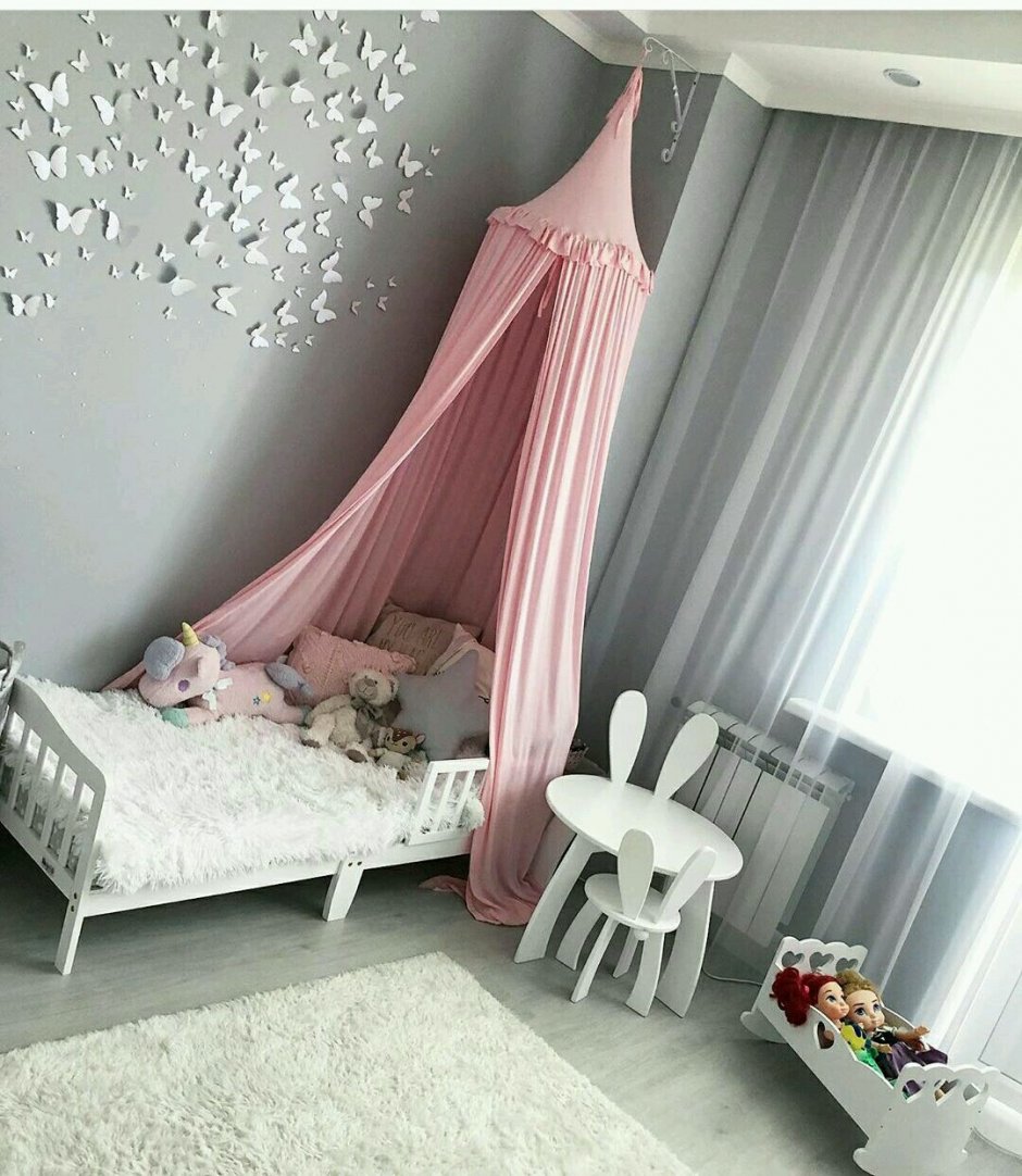 Детская кровать с балдахином для девочки (33 фото)