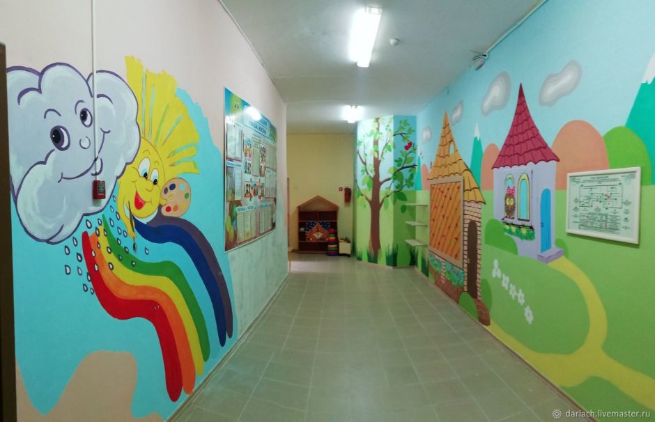 Роспись на стену в татарский детский сад на улице