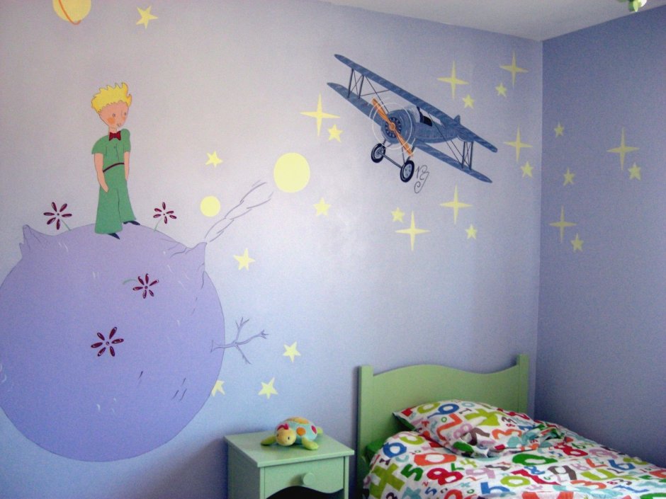 Роспись стен в детской для мальчика и девочки