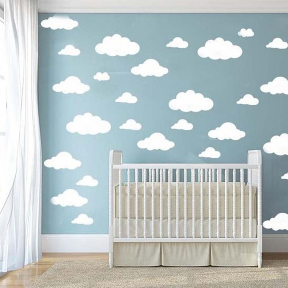Облака на стене в детской декор