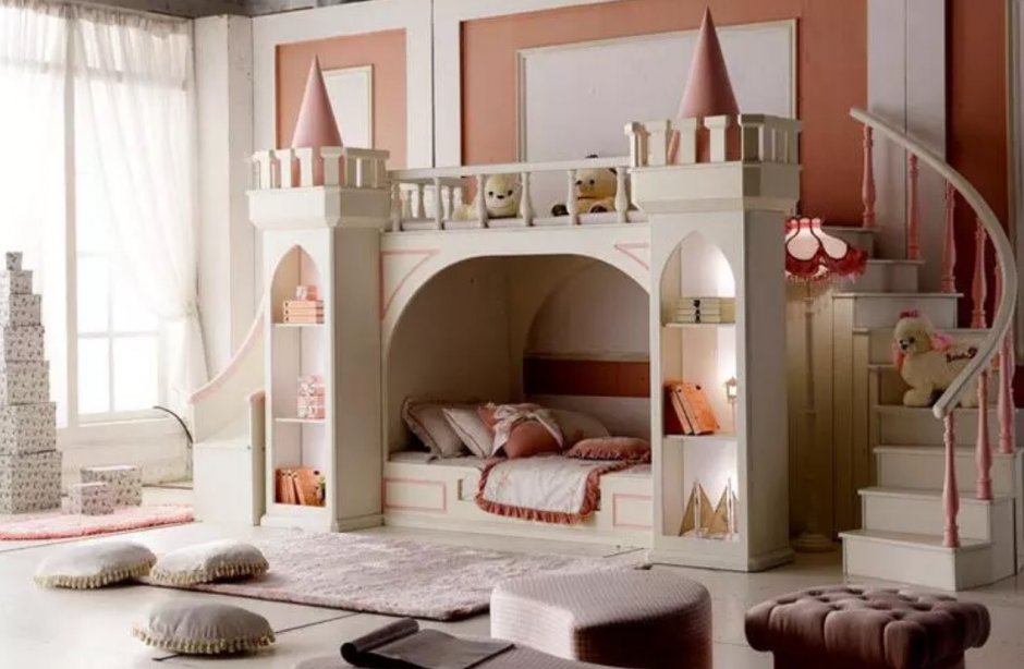 Детская кровать чердак замок принцессы