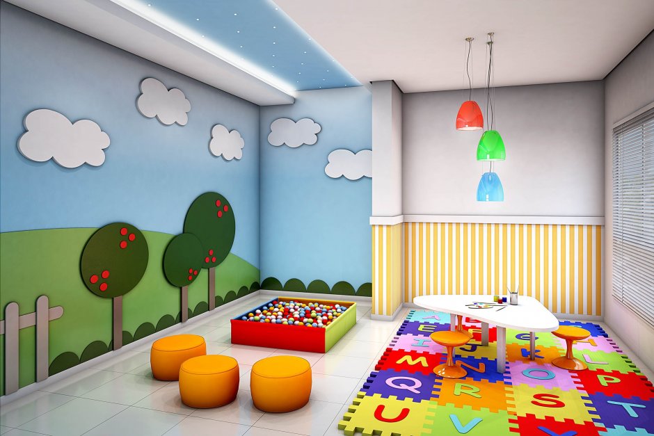 Интерьер стен в детском саду (34 фото)