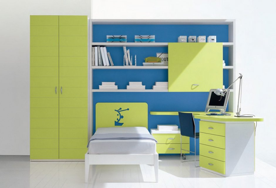 Сине зеленая детская мебель