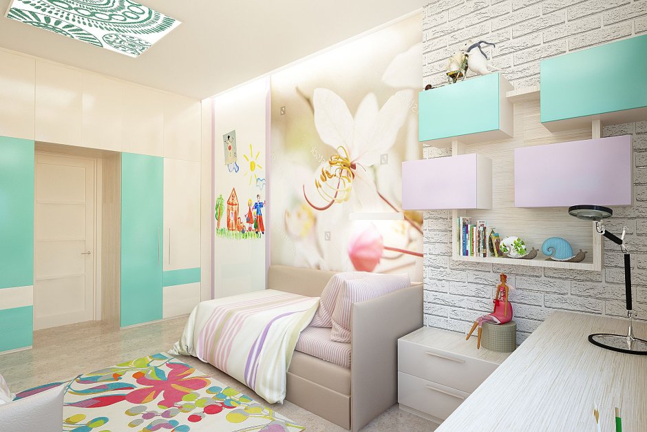 Современная детская комната для двоих девочек