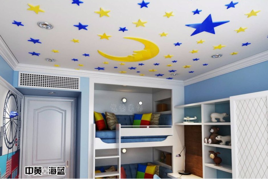 Натяжной потолок детский звезды