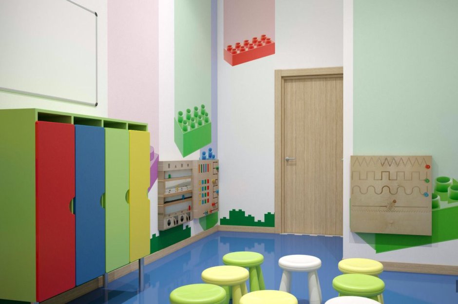Интерьеры раздевалок в детских садах