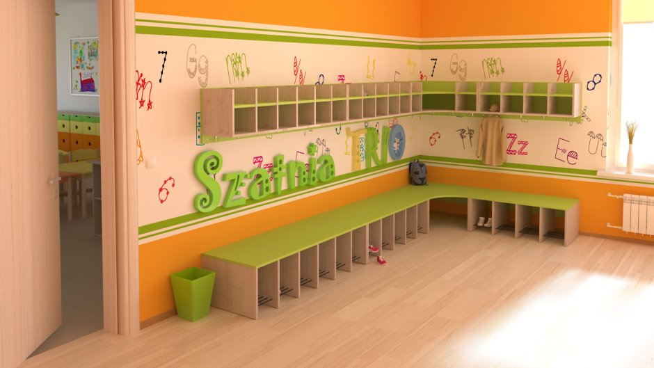 Раздевальная комната в детском саду