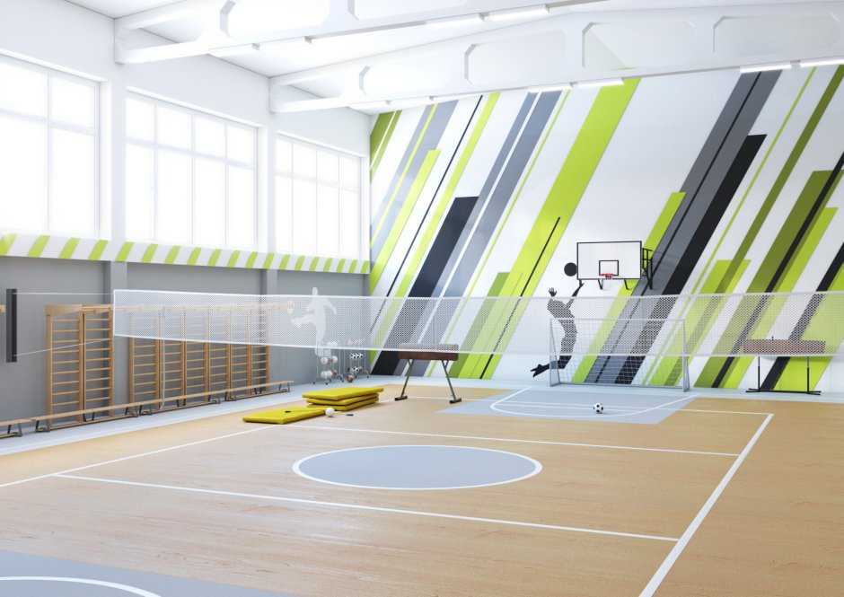 Современный спортивный зал в школе