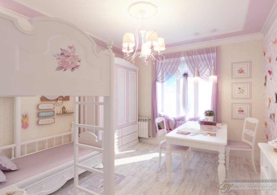 Детская спальня в розово бежевых тонах