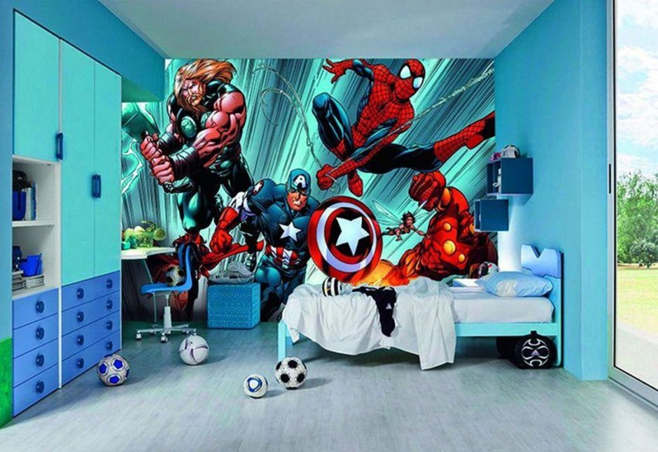 Детская комната для мальчиков в стиле супергероев