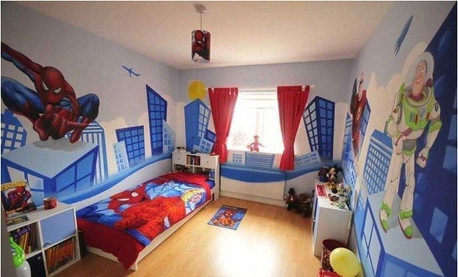 Детские спальни для 2 мальчиков с супергероями