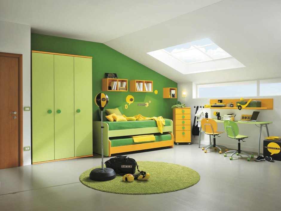 Детская мебель зелено оранжевого цвета (59 фото)