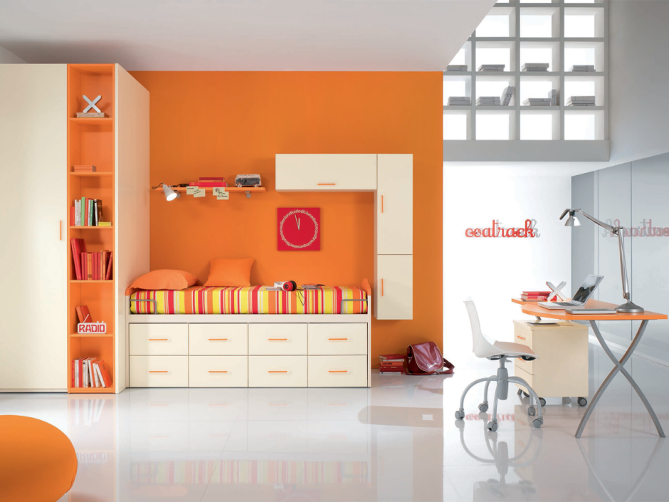 Оранжевые детские комнаты
