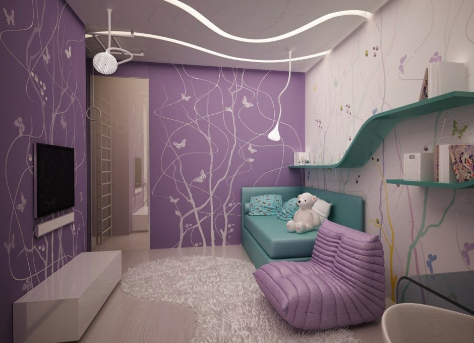Детская спальня в фиолетовых тонах