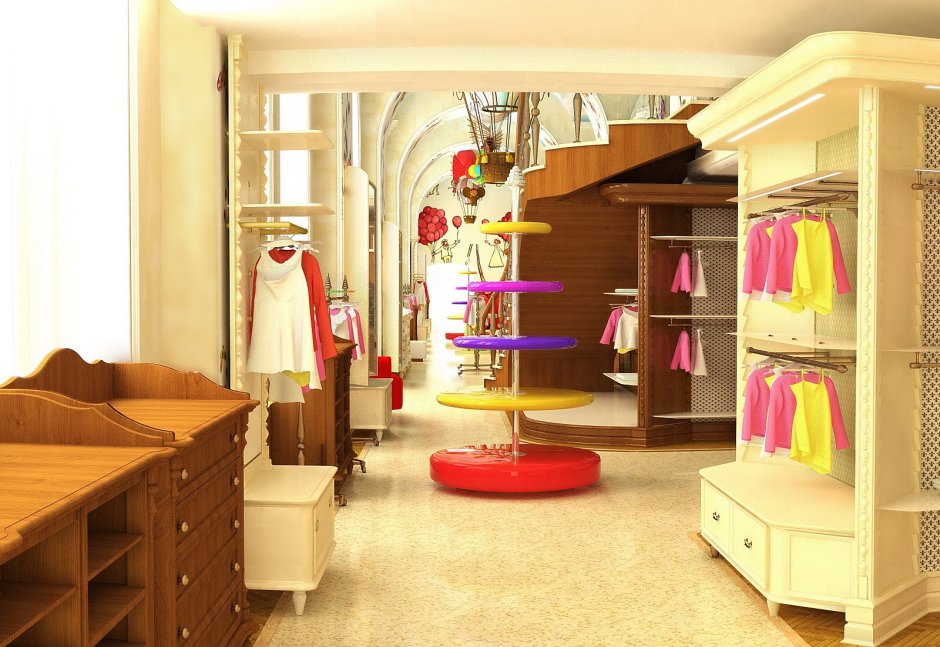 Интерьер детского магазина одежды и обуви