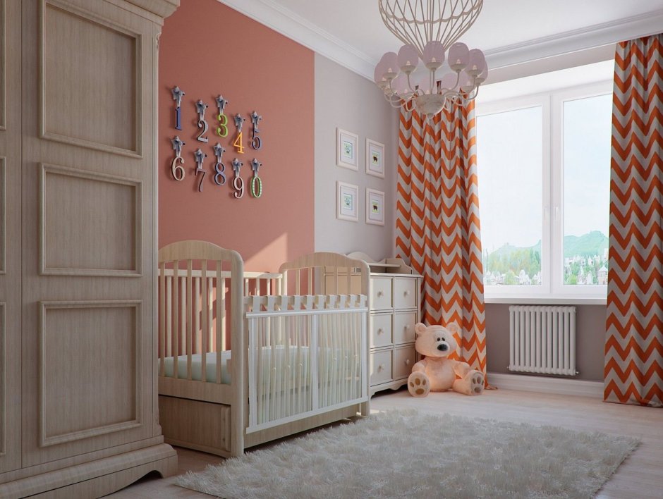 Детская комната персикового цвета