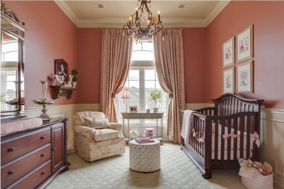 Интерьер комнаты для новорожденной девочки