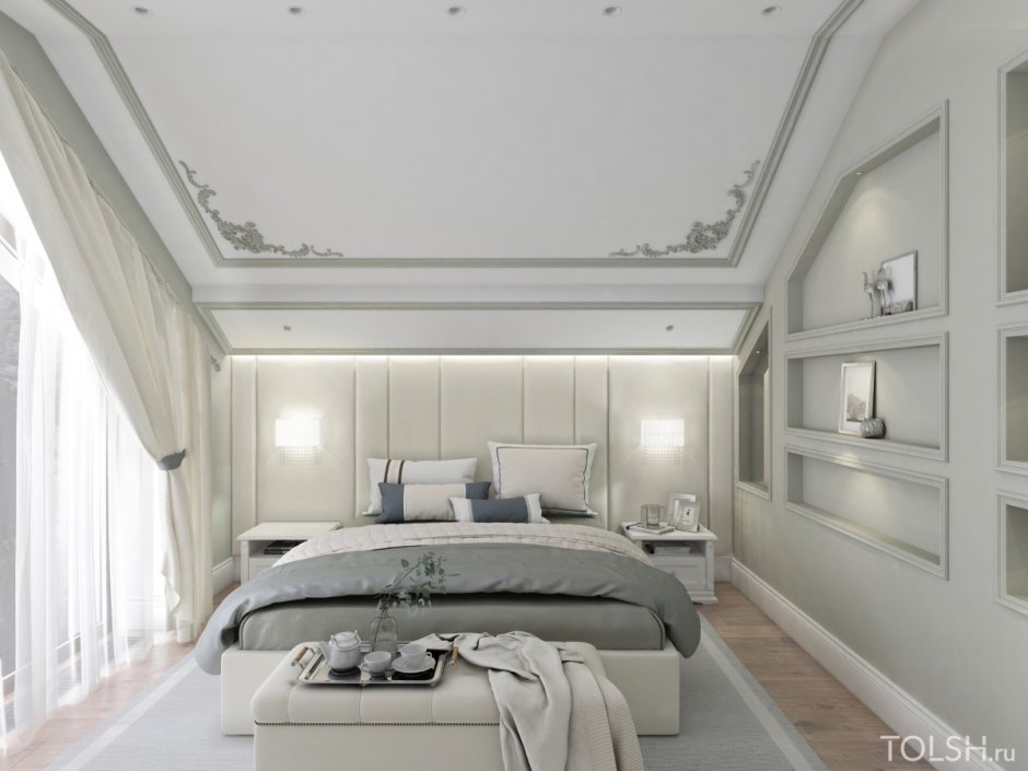 Спальня на мансарде в стиле Неоклассика
