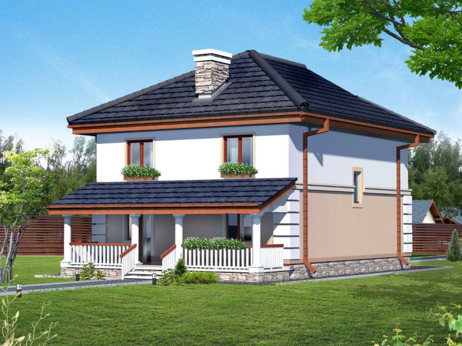 Современный дом с вальмовой крышей