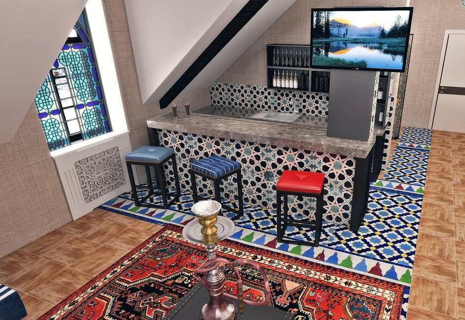 Комната в марокканском стиле в мансарде