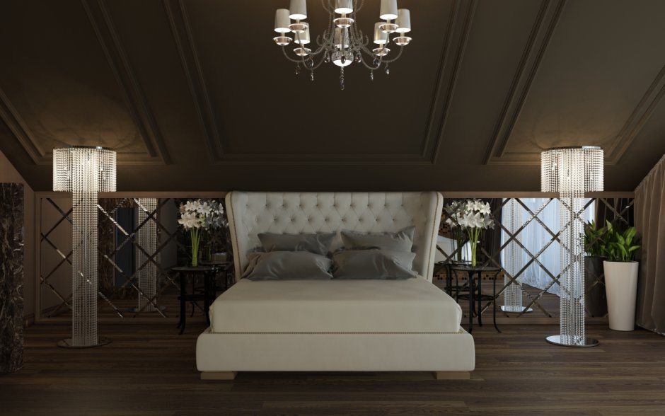 Современная классика в интерьере спальни мансардный этаж