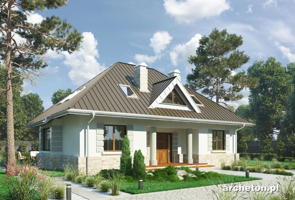 Дом с мансардной вальмовой крышей