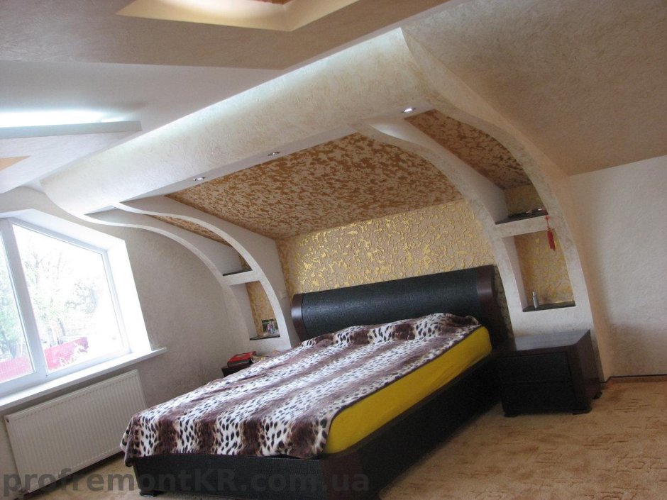 Спальня на мансарде из гипсокартона